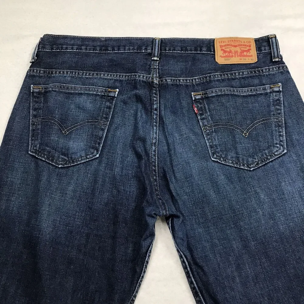 LEVIS 569 Jeans Men 36x30 Loose Fit Straight Dark Whiskered Wash Skate Punk